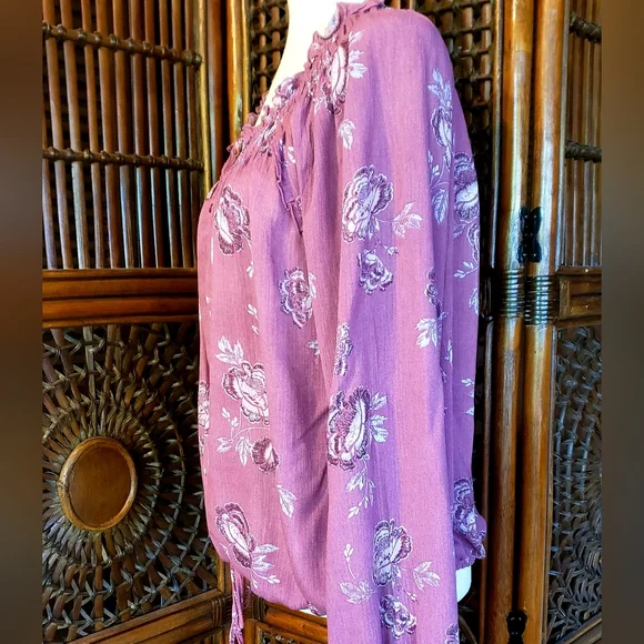 AMERICAN RAG CIE by MACY's Boho Peasant Blouse Bright Mauve Rose XXL NWT - Picture 6 of 10